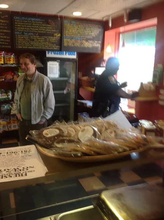Behind the deli counter at Fressers