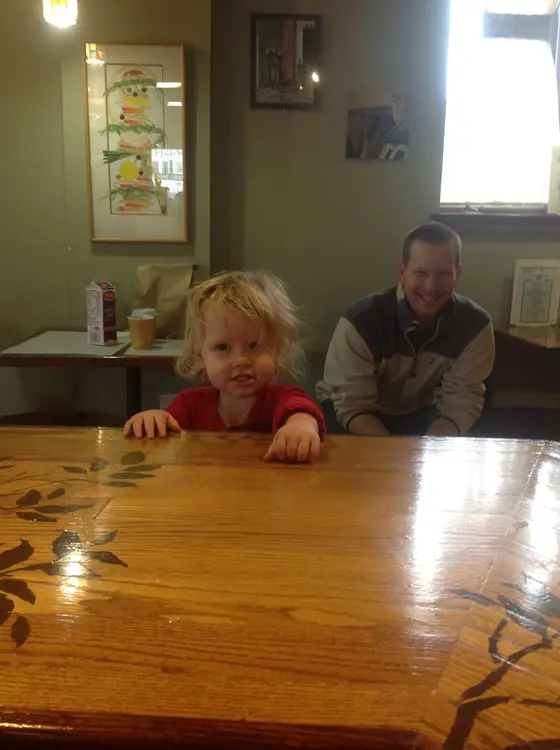 Customers at the wooden counter