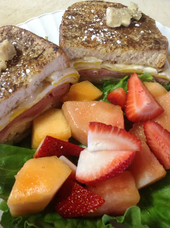 French toast sandwich with fresh fruit