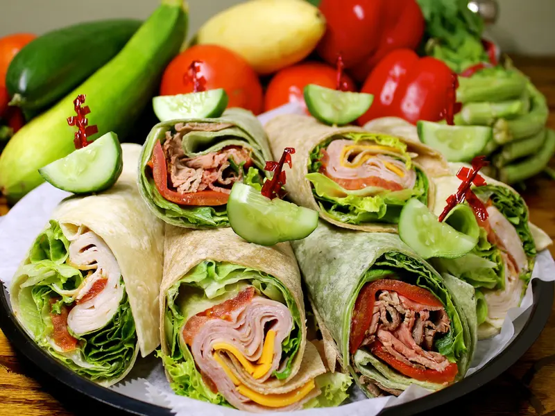 Platter of deli wraps